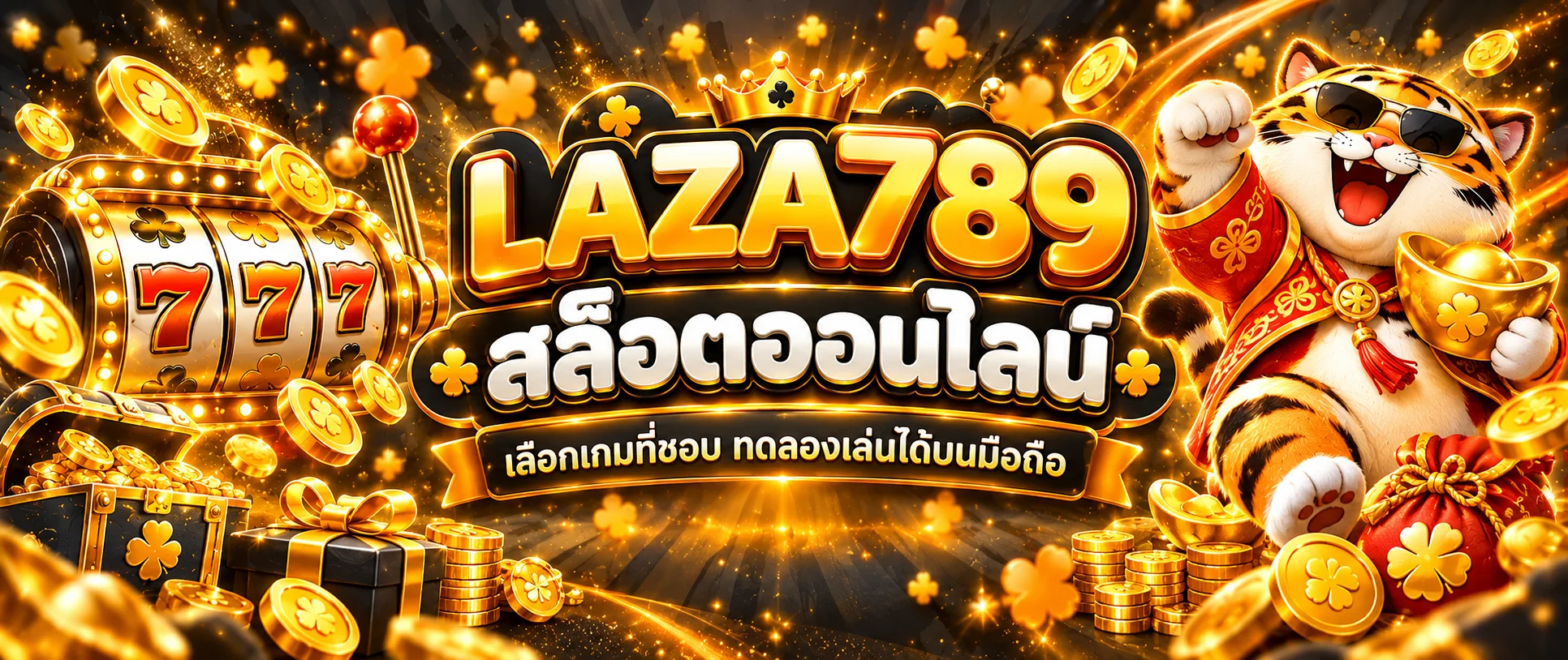 แบนเนอร์ LAZA789 สล็อตออนไลน์ พร้อมตัวละครเสือนำโชค